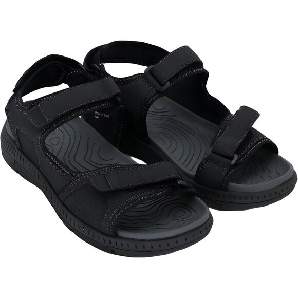 Nunn Bush Laguna 3-Strap River Sandals Black Adjustable Comfort Men's US 11W - Picture 4 of 6